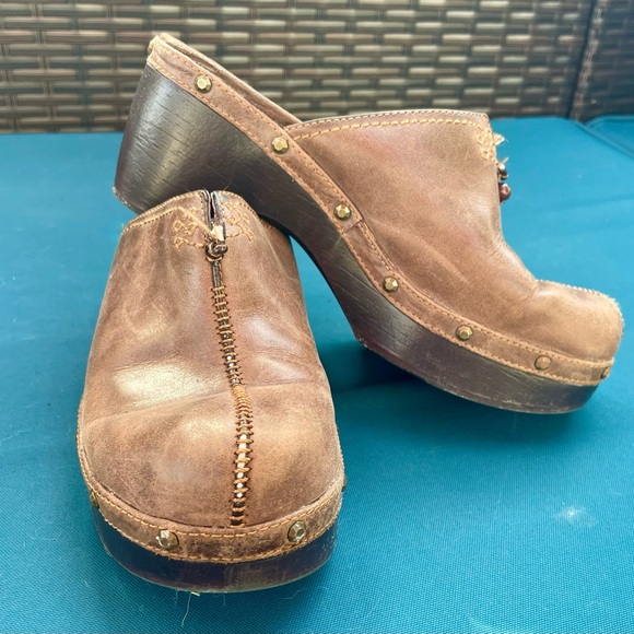 Indigo by Clarks Mules Clogs Boho Brown Leather Retro Bohemian Women's Size 6 - Picture 4 of 16